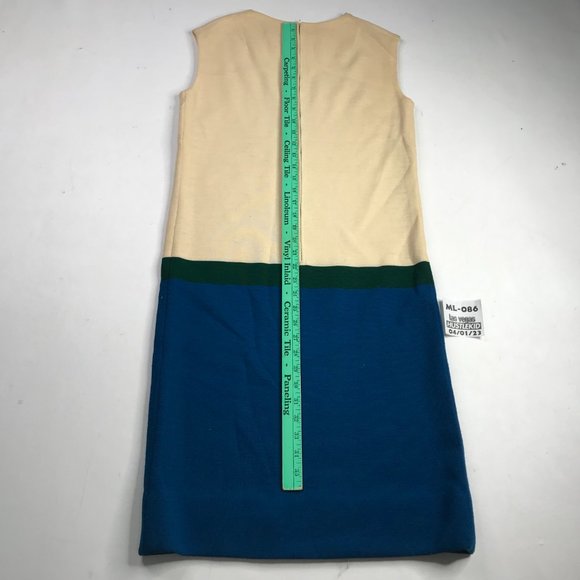 Vintage Retro 60s 70s 100% Wool Knit Wrap Around Women Tunic Dress Blue Size 11 - Picture 8 of 8